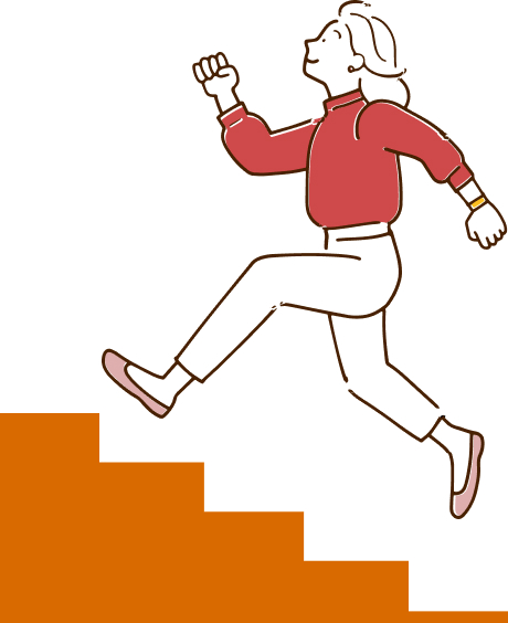 女性が駆け上っているイラスト