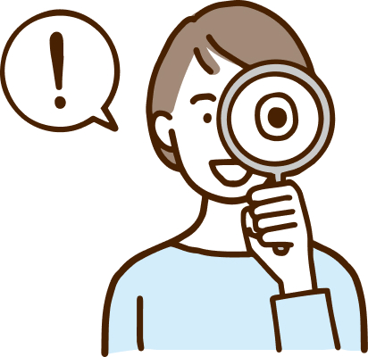 女性が虫眼鏡を持って新しいことを発見をしているイラスト