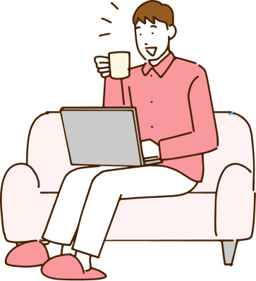家でデスクワークをしている男性のイラスト