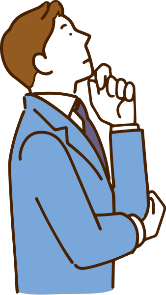 将来について考えるサラリーマン男性