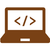 コーディングを表すノートパソコンのアイコン